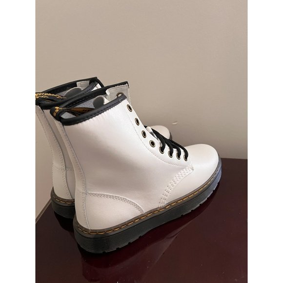 NWT Doc Martens Zavala White Leather Combat Boots Size 8 Mens 7 - Picture 4 of 8